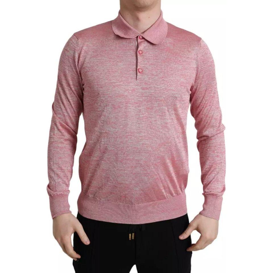 Dolce & Gabbana Pink Polyester Collared Men Pullover Sweater TSH85144-50