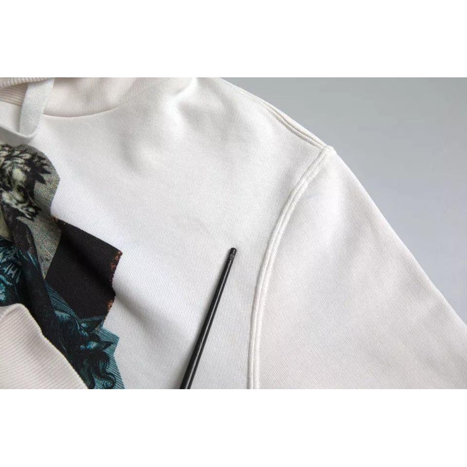 Dolce & Gabbana White Caesar Cotton Hooded Pullover Sweater TSH85063-48