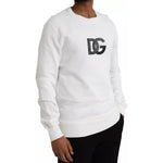 Dolce & Gabbana White Logo Cotton Crew Neck Pullover Sweater TSH84894-46