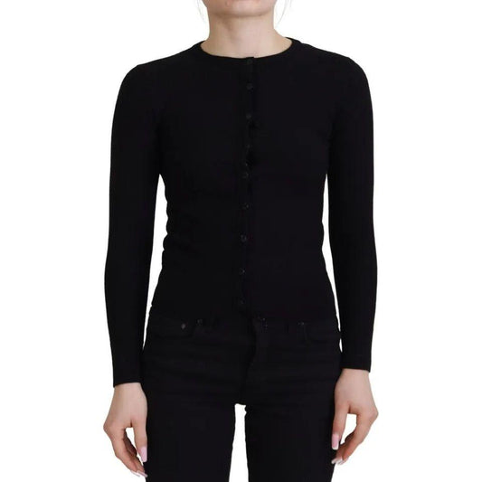 Dolce & Gabbana Black Button Down Slim Cardigan Wool Sweater Dolce & Gabbana Black