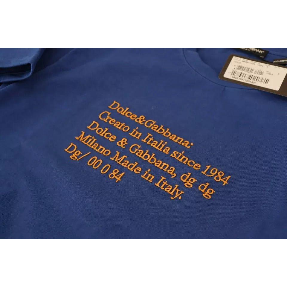 تي شيرت Dolce &amp; Gabbana أزرق بطبعة شعار من القطن