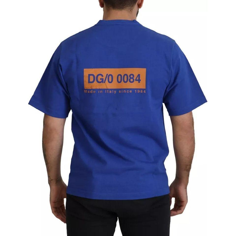 تي شيرت Dolce &amp; Gabbana أزرق بطبعة شعار من القطن