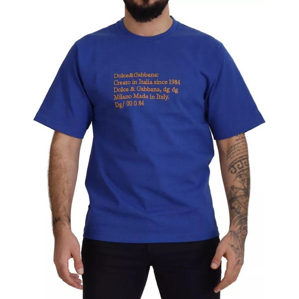 تي شيرت Dolce &amp; Gabbana أزرق بطبعة شعار من القطن
