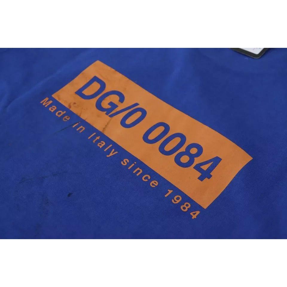 تي شيرت Dolce &amp; Gabbana أزرق بطبعة شعار من القطن