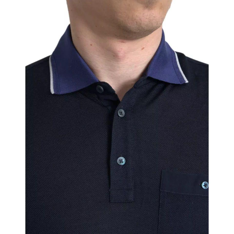 Dolce & Gabbana Navy Blue Collared Short Sleeve Polo T-shirt