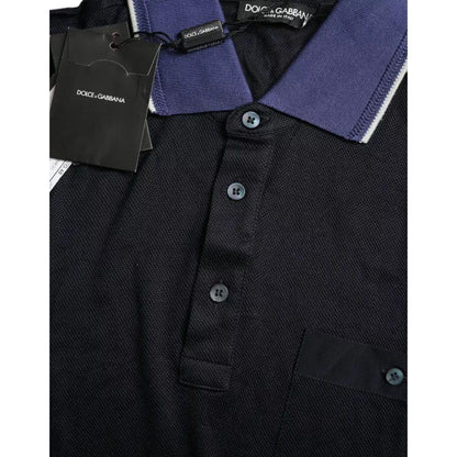 Dolce & Gabbana Navy Blue Collared Short Sleeve Polo T-shirt
