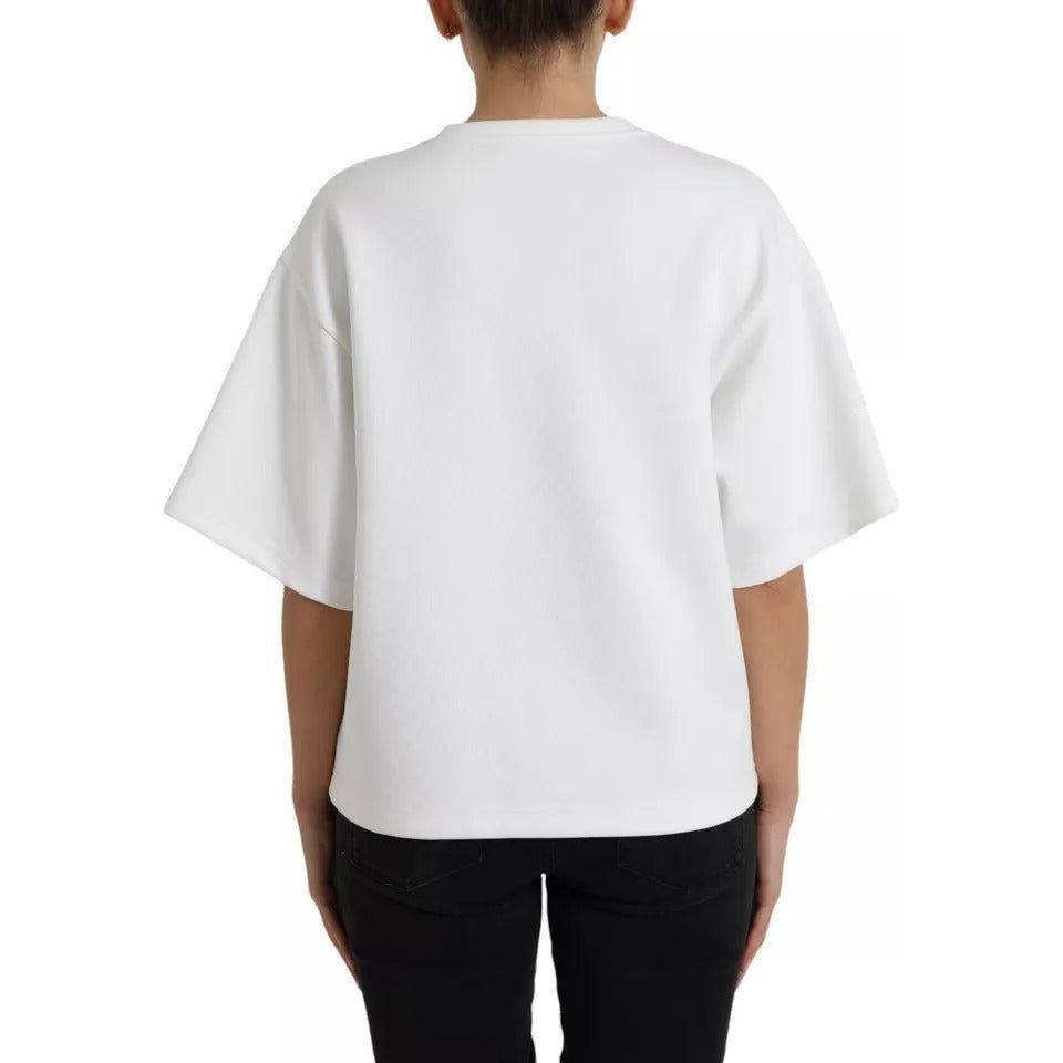 تي شيرت Dolce &amp; Gabbana أبيض قطني أسود HOT Crystal Top