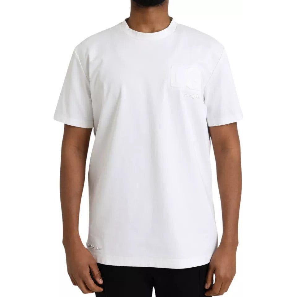 Dolce & Gabbana White Logo Embossed Cotton Crewneck T-shirt TSH84884-56