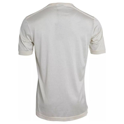 Dolce & Gabbana White Short Button Closure Silk Top T-shirt