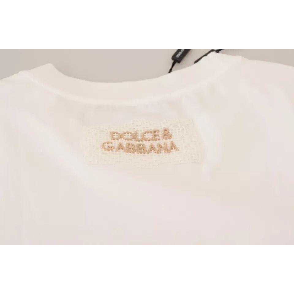 بلوزة Dolce &amp; Gabbana Optical بيضاء مطبوعة بأكمام قصيرة