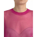 Dolce & Gabbana Pink Transparent Crewneck Long Sleeves Top Dolce & Gabbana Pale Violet Red