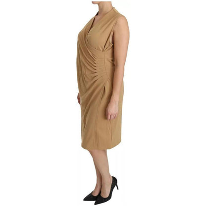 Ralph Lauren Brown V-neck Shift Knee Length Viscose Dress