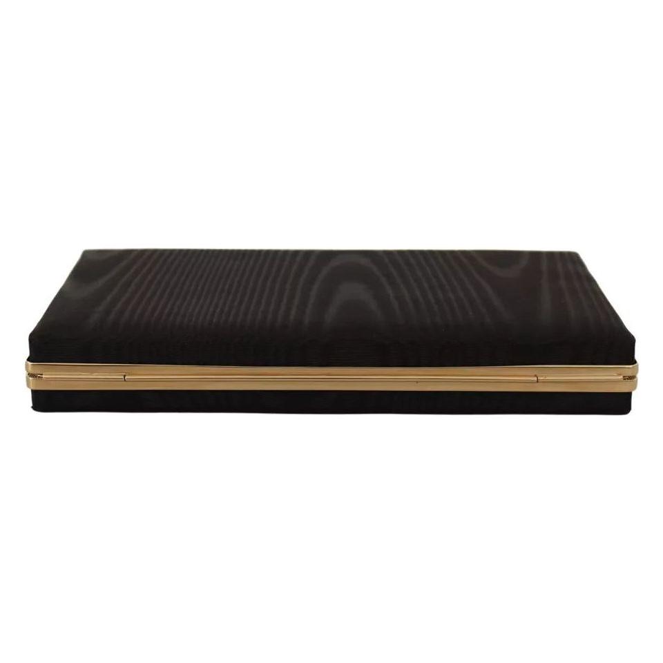 حقيبة كلاتش من دولتشي آند غابانا للحفلات المسائية بإطار ذهبي من الحرير الأسود