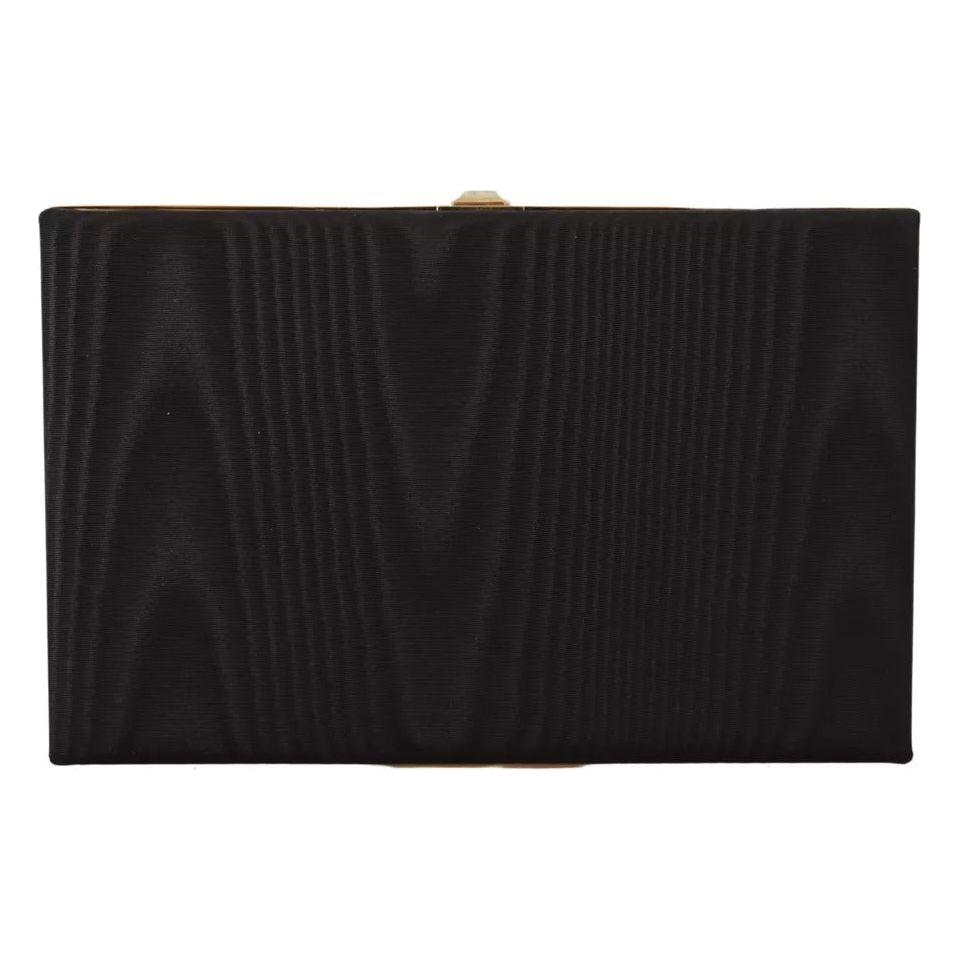 حقيبة كلاتش من دولتشي آند غابانا للحفلات المسائية بإطار ذهبي من الحرير الأسود