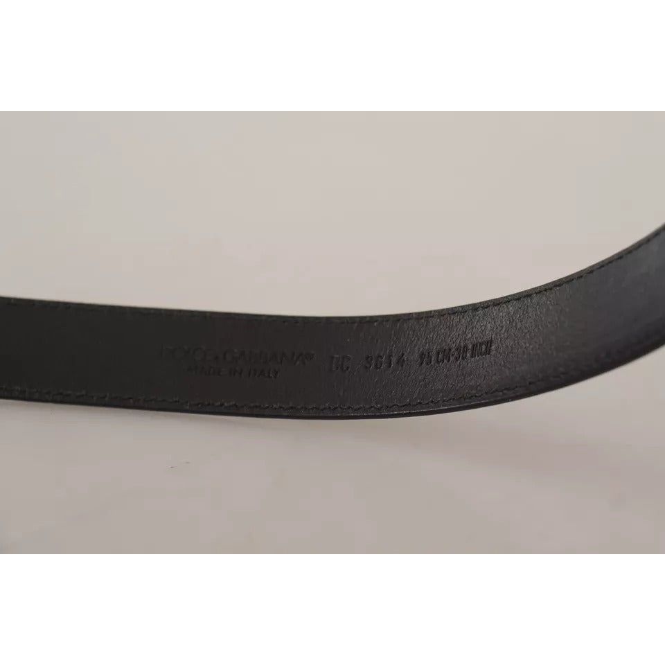 حزام دولتشي آند غابانا المصنوع من جلد العجل الأسود ومشبك معدني بشعار قديم