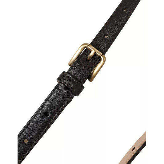Dolce & Gabbana Dark Brown Leather Gold Metal Buckle Women Belt Dolce & Gabbana Dark Slate Gray