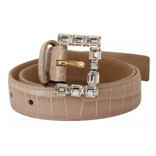 Dolce & Gabbana Beige Leather Crystal Buckle Women Belt WMB235-60