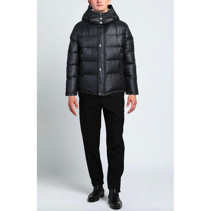 Aquascutum Black Polyester Men Jacket with Removable Hood