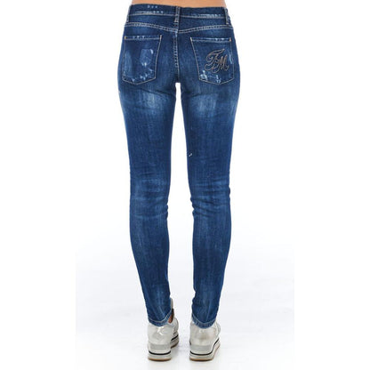 Frankie Morello Blue Cotton Women Jeans