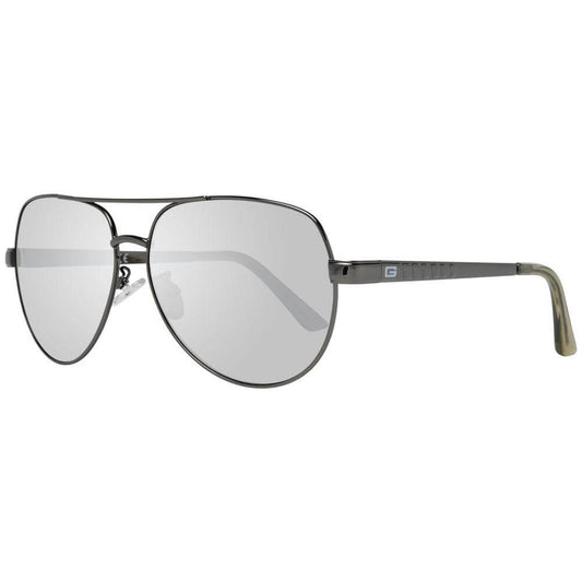 Alt Tag: Guess Gray Aviator Sunglasses for Men in Gunmetal with Mirrored Silver Lenses, 100% UV Protection, Metal Frame
