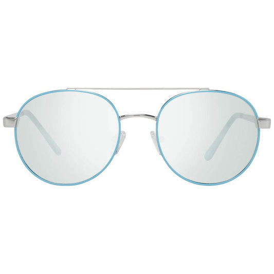 Guess turquoise women's aviator sunglasses with mirrored lenses, metal frame, and full UV protection.
