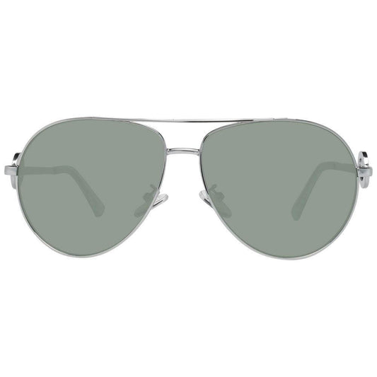 Silver aviator sunglasses for women with grey lenses, 100% UVA & UVB protection, metal frame, full-rim style, size 59-14-140.
