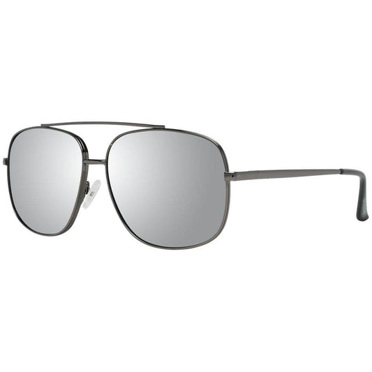 Guess men's aviator sunglasses in gunmetal with grey mirrored lenses, full-rim metal frame, offers 100% UVA & UVB protection.