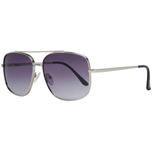 Guess Silver Aviator Sunglasses for Men, Metal Frame with Gradient Grey Lenses, Full-Rim, 100% UVA & UVB Protection