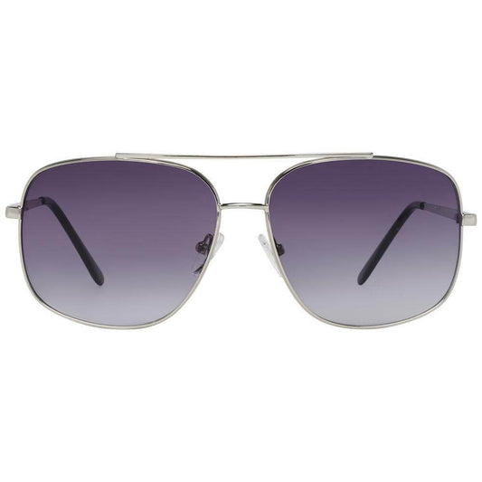 Guess silver aviator sunglasses for men with grey gradient lenses and metal full-rim frame offering 100% UVA & UVB protection.