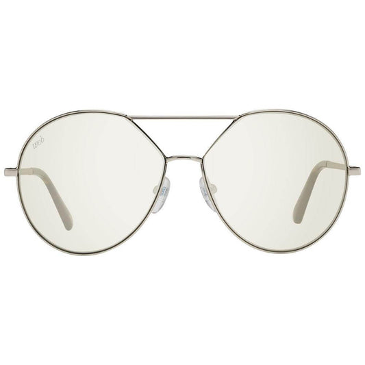 Gold metal butterfly style women's sunglasses with green mirrored lenses and UVA/UVB protection, includes branded case.