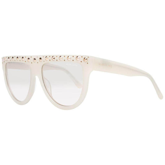 Marciano by Guess white round women's sunglasses with gradient brown lenses, full-rim plastic frame, and 100% UVA & UVB protection.