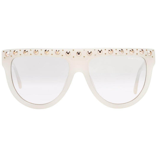 Marciano by Guess white round women's sunglasses with plastic frame, brown gradient lenses, and full-rim style for 100% UV protection.