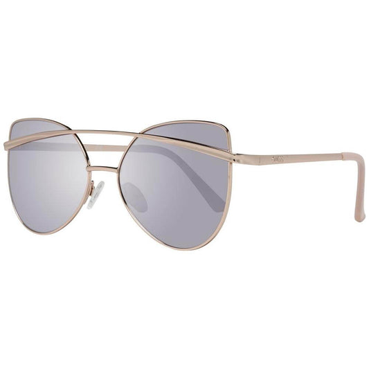 Guess women's rose gold butterfly sunglasses with mirrored lenses, full-rim style, offering 100% UVA & UVB protection.
