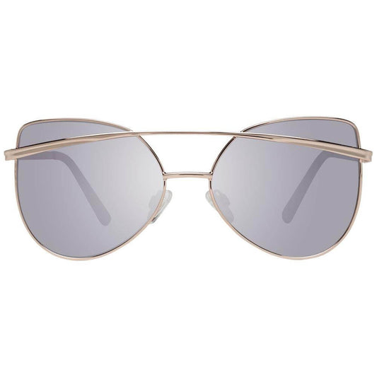 Rose Gold Women's Sunglasses with Full-Rim Butterfly Style, Mirrored Plastic Lenses, Metal Frame. 100% UVA & UVB Protection.
