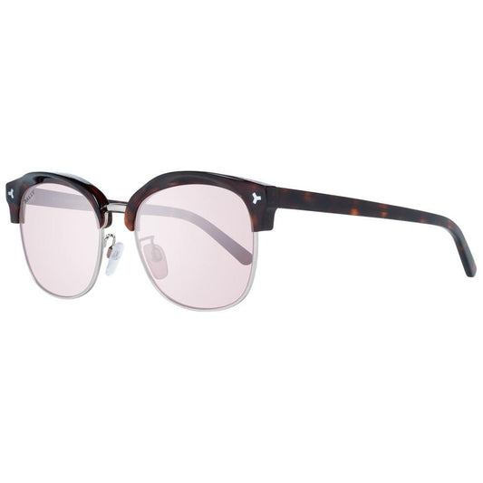 Bally Brown unisex sunglasses with mirrored rose lenses, metal & plastic oval frame. Full-rim design, 100% UVA & UVB protection.