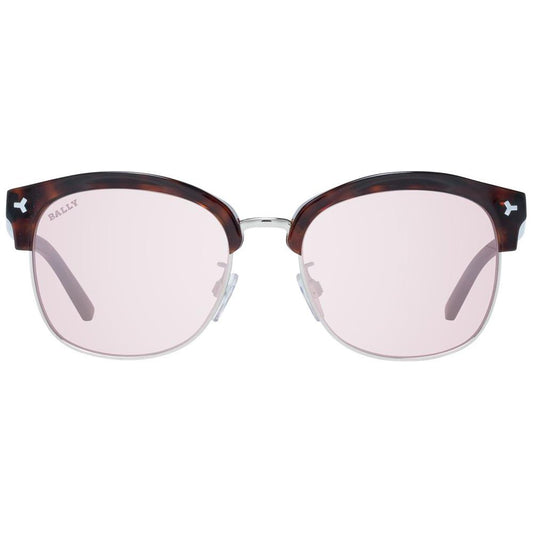 Bally Brown Unisex Sunglasses with mirrored rose lenses, metal & plastic oval frame, providing 100% UVA & UVB protection.