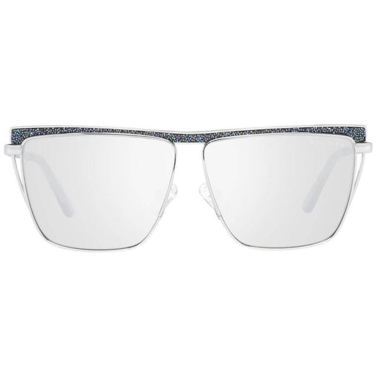 Marciano by Guess silver trapezium sunglasses for women with mirrored yellow lenses, metal frame, and 100% UV protection.