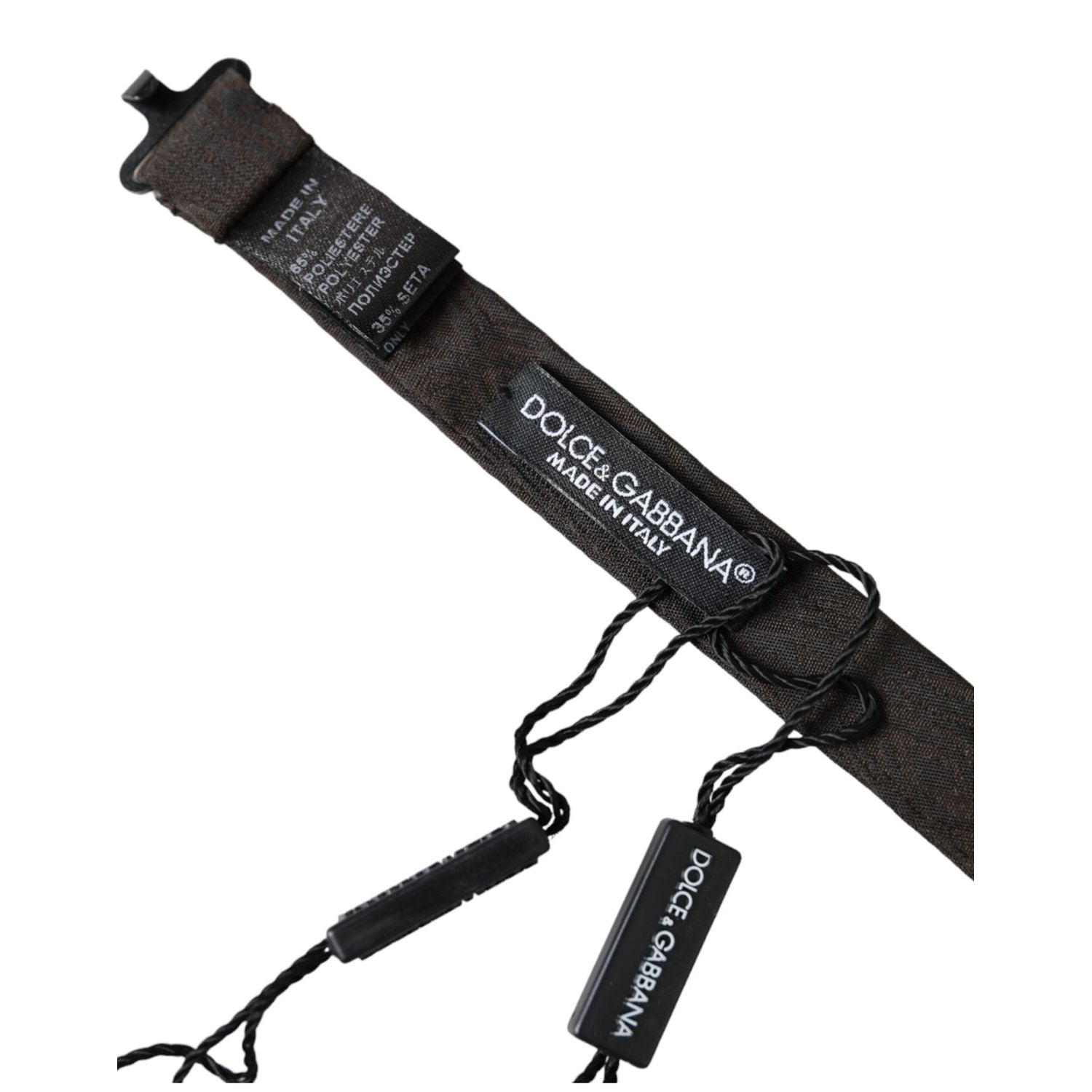 ربطة عنق رجالية من دولتشي آند غابانا مصنوعة من الحرير الأسود قابلة للتعديل