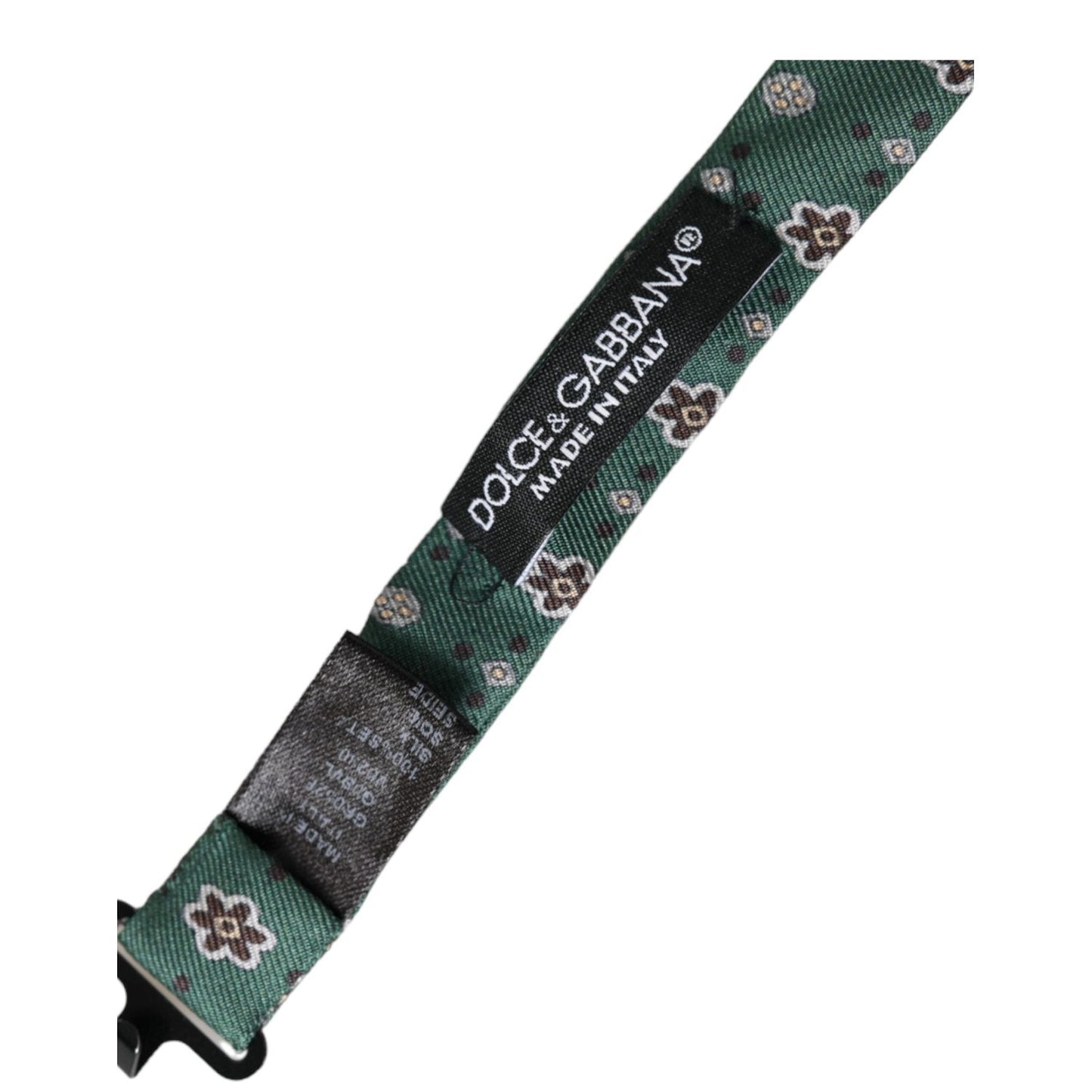 Dolce & Gabbana Mint Green Floral Adjustable Neck Men Bow Tie