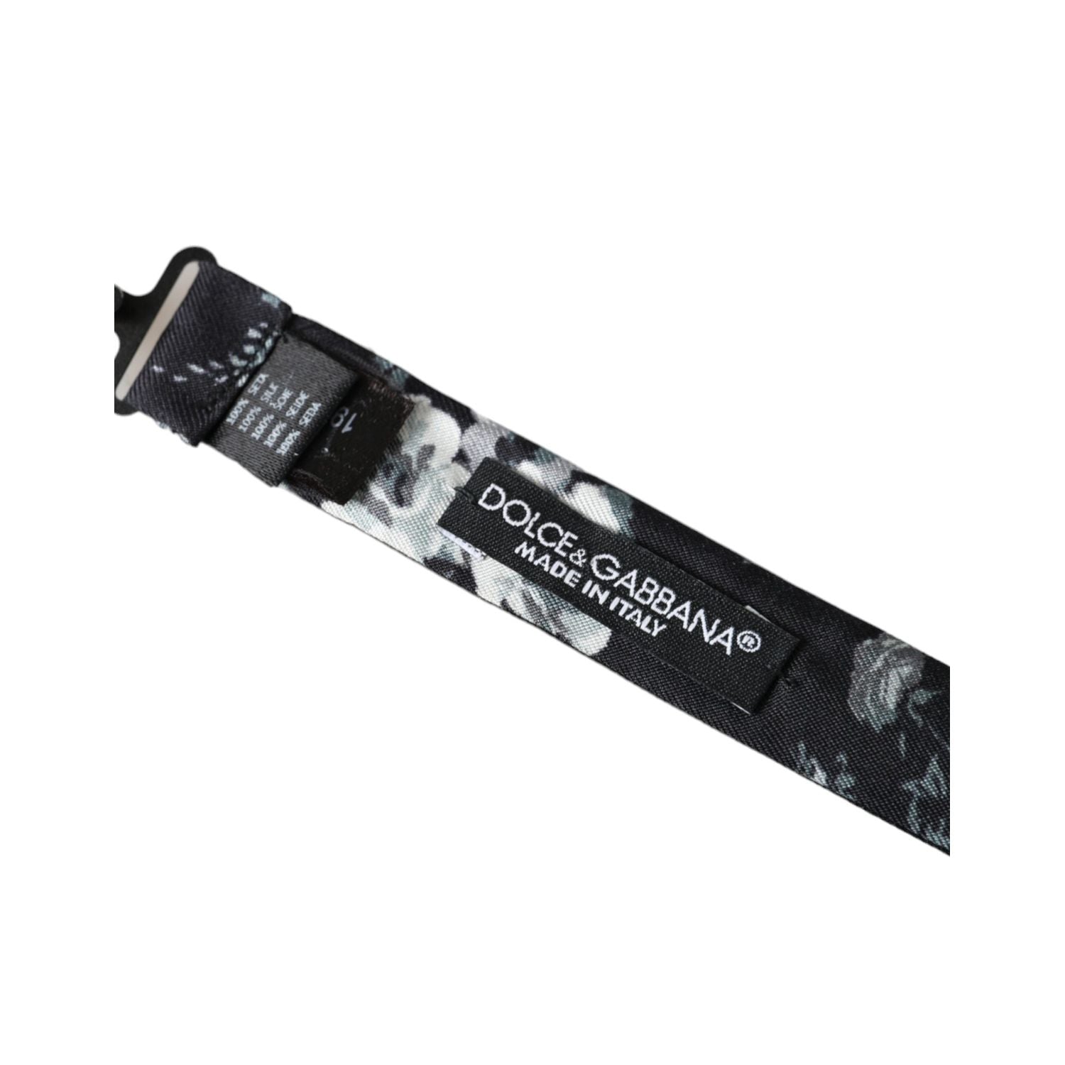 ربطة عنق قابلة للتعديل للرجال من دولتشي آند غابانا باللون الأسود بنقشة زهور خيالية