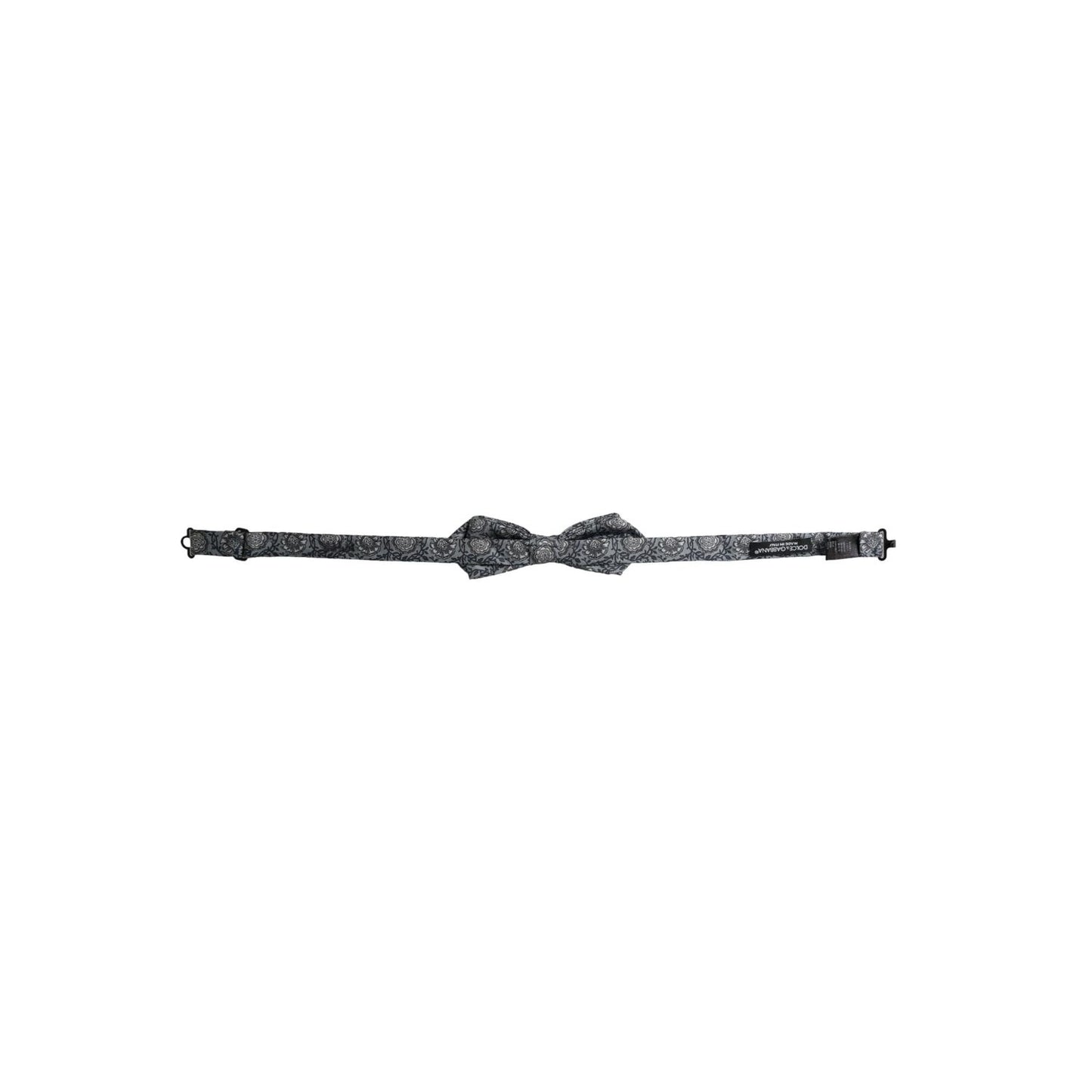 Dolce & Gabbana Gray Silk Patterned Adjustable Neck Men Bow Tie