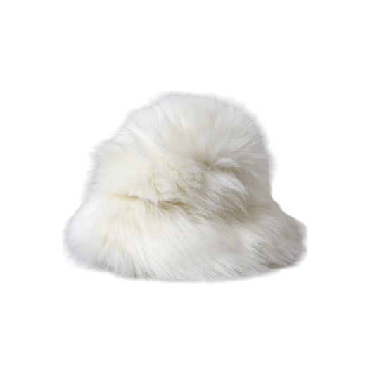 Dolce & Gabbana White Acrylic Fur Womens Bucket Hat
