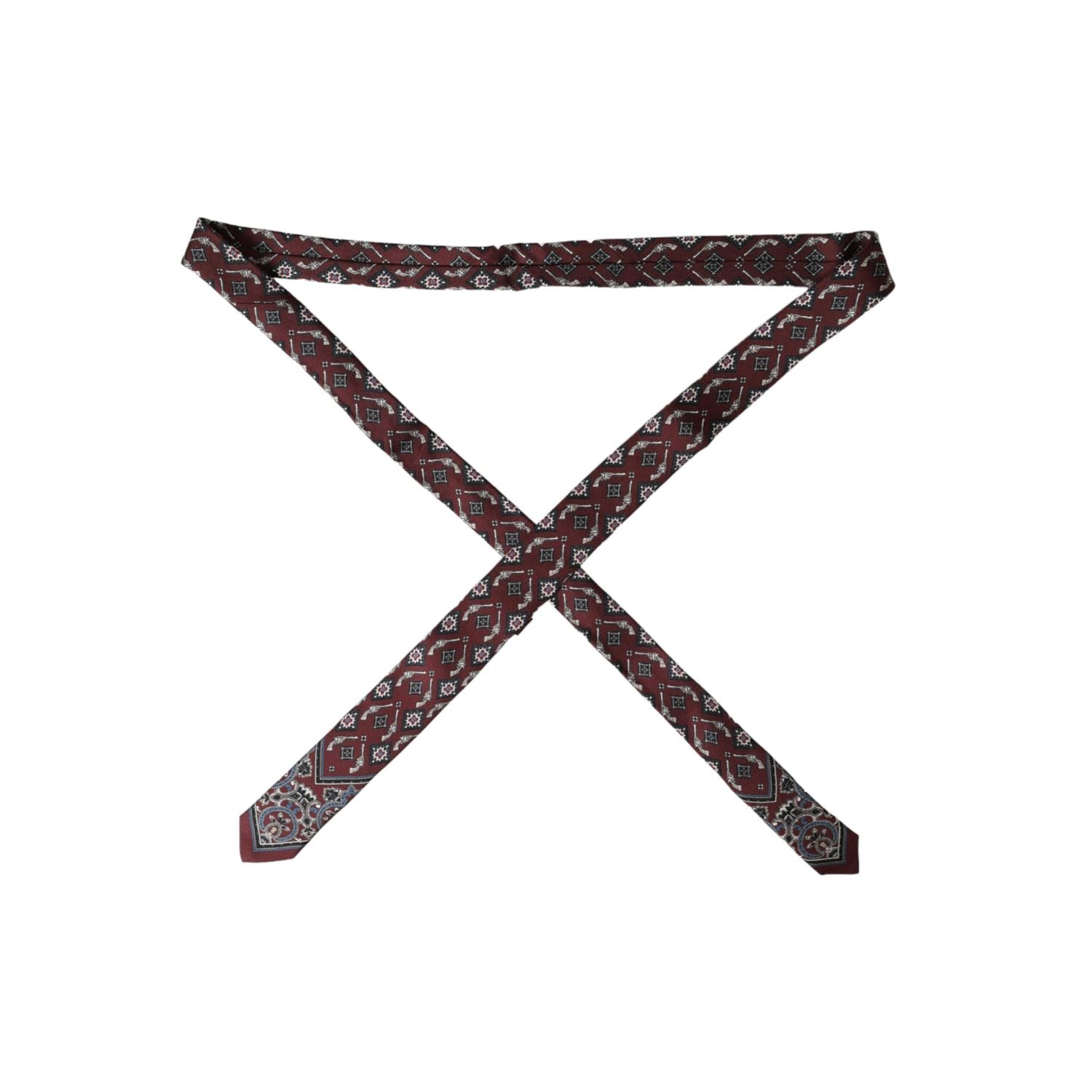 Dolce & Gabbana Bordeaux Printed 100% Silk Adjustable Men Tie