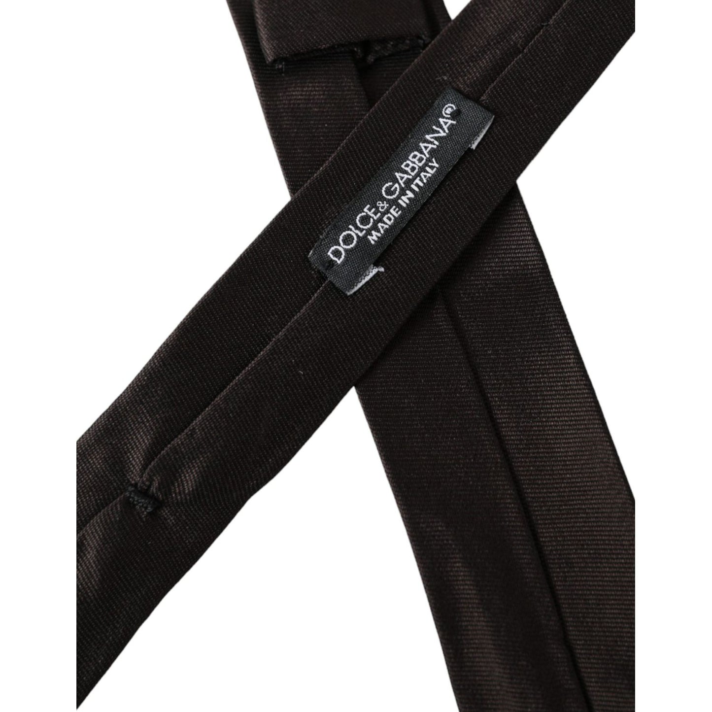 Dolce & Gabbana Brown Solid 100% Silk Adjustable Tie
