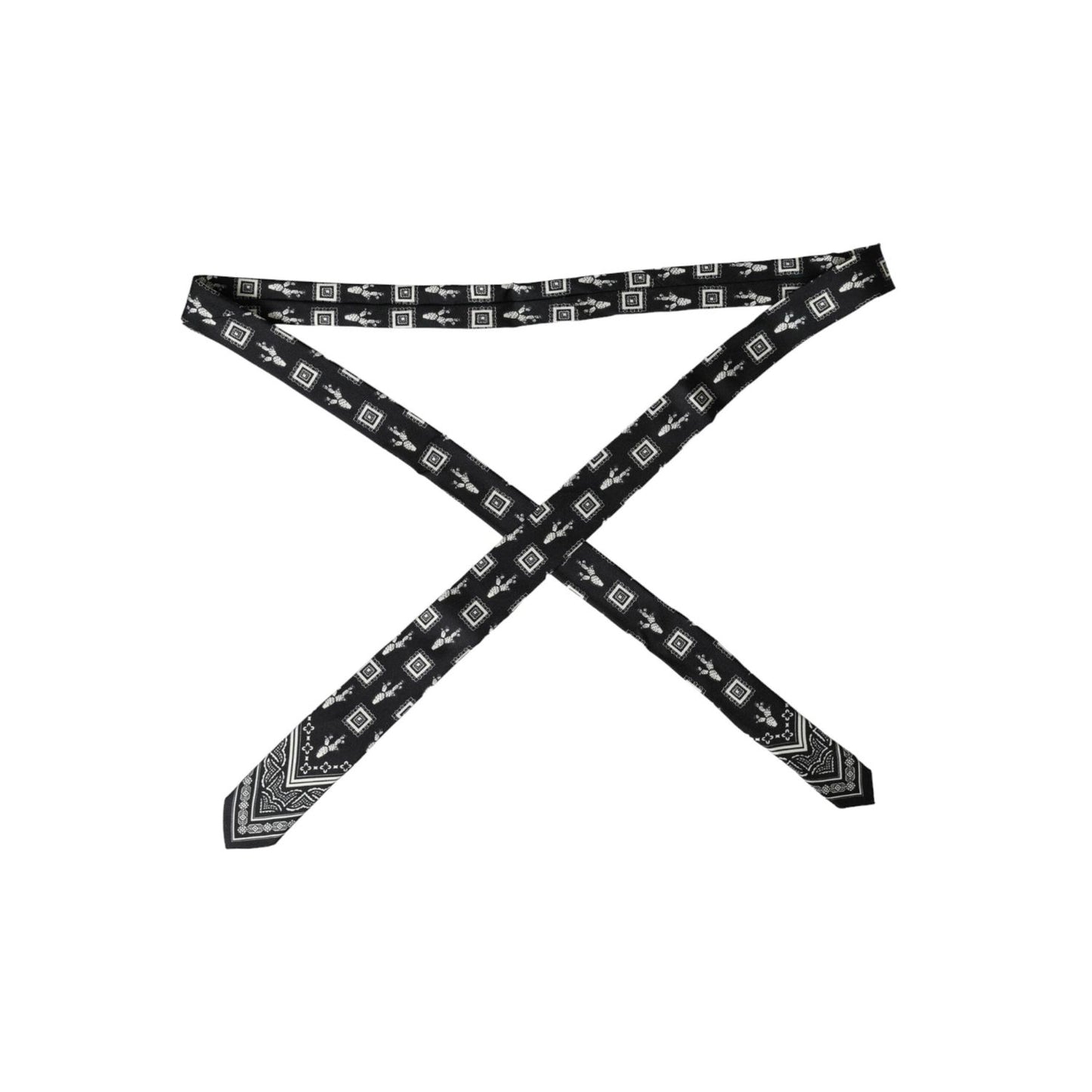 Dolce & Gabbana Black Patterned 100%Silk Adjustable Tie