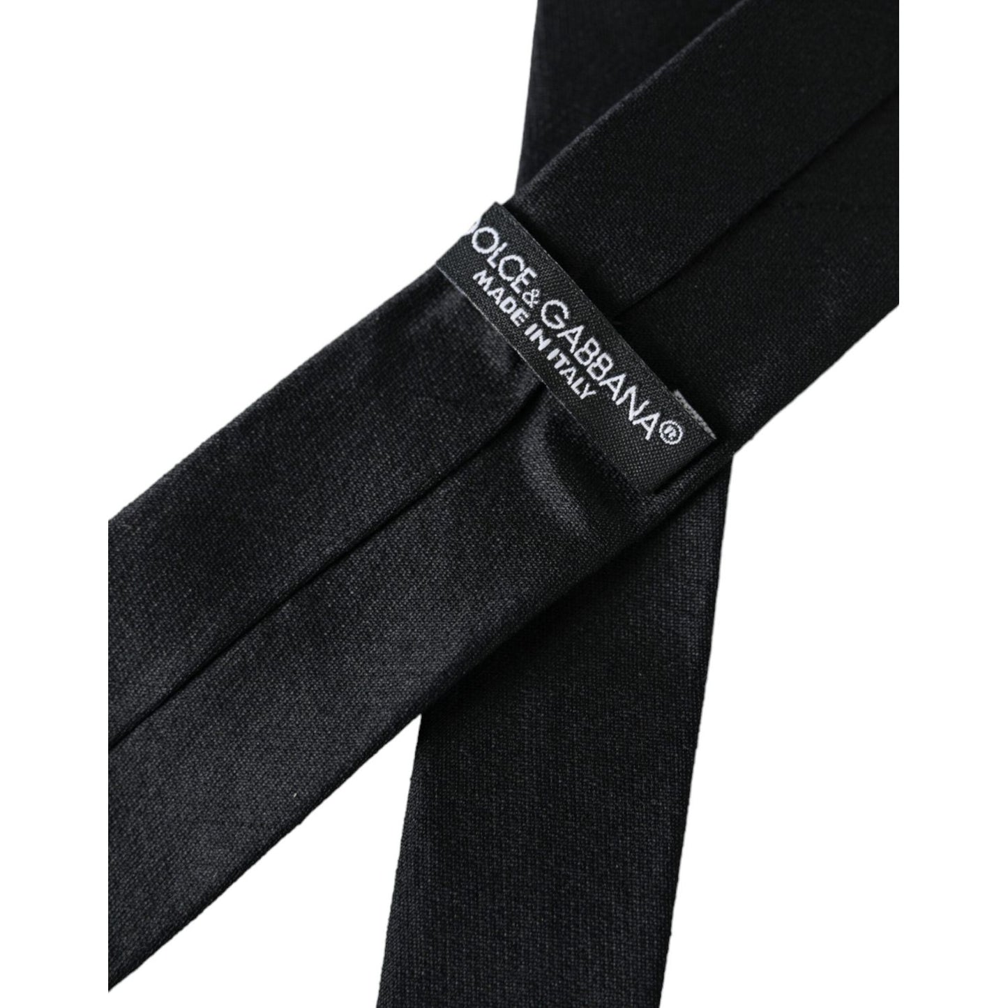 Dolce & Gabbana Black Solid 100% Silk Adjustable Tie