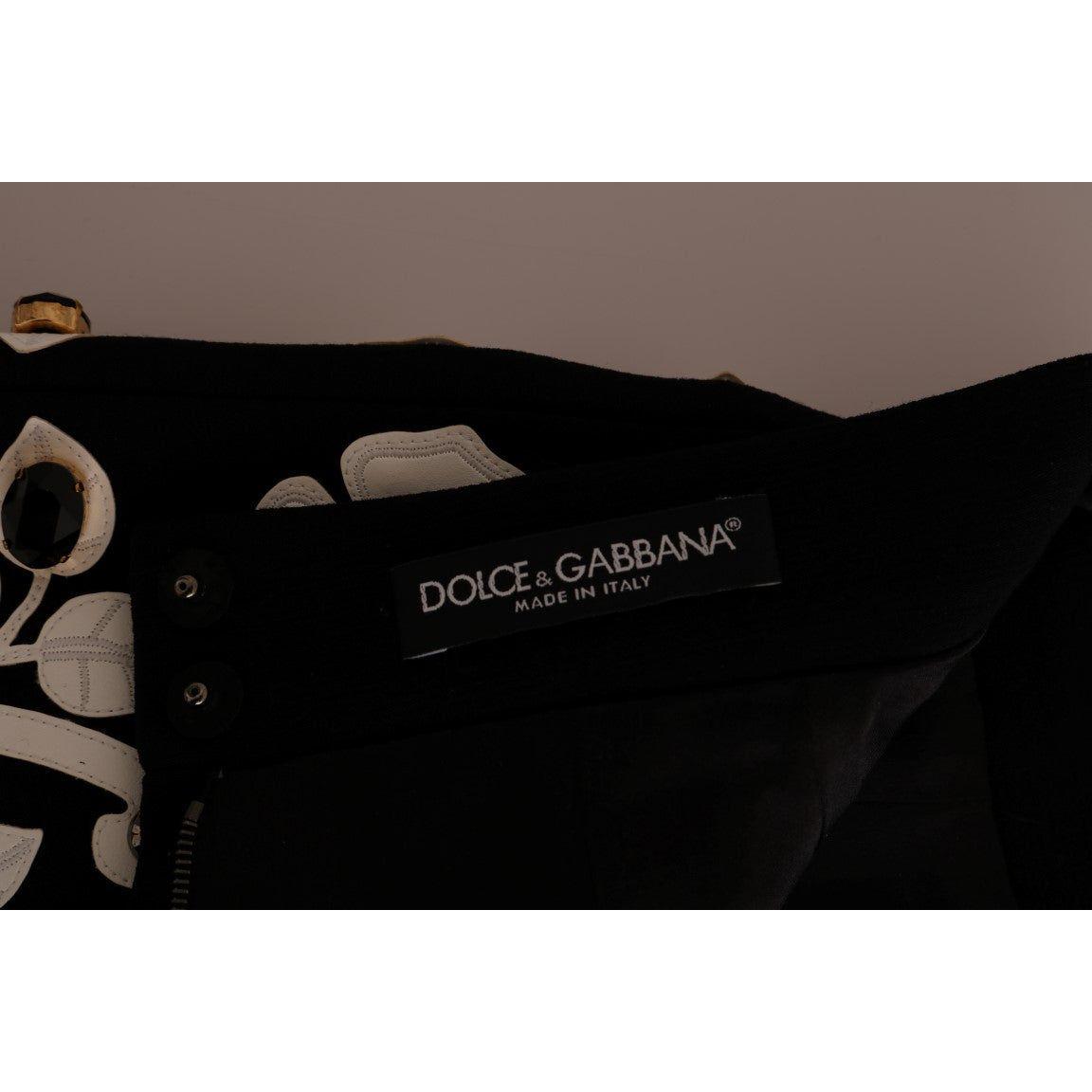 تنورة دولتشي آند غابانا ذات قلم رصاص من الكريستال باللونين الأسود والأبيض