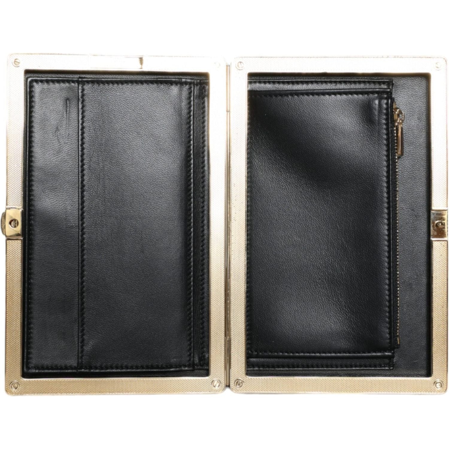 حقيبة كلاتش من دولتشي آند غابانا للحفلات المسائية بإطار ذهبي من المخمل الأسود