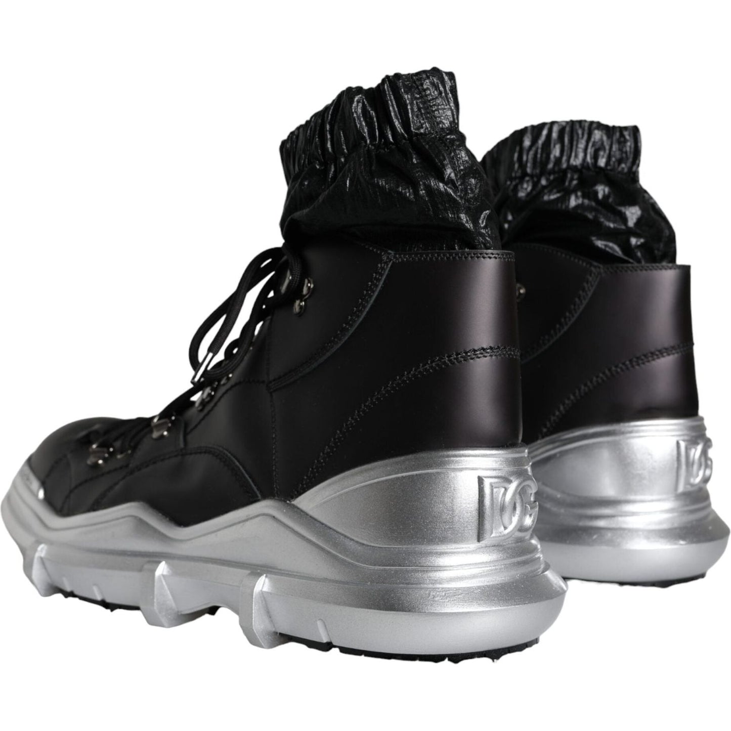 Dolce & Gabbana Black Nylon Galileo High Top Sneakers Shoes MV6119-44