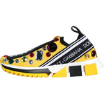Dolce & Gabbana Yellow Sorrento Crystals Sneakers Womens Shoes Dolce & Gabbana Sandy Brown